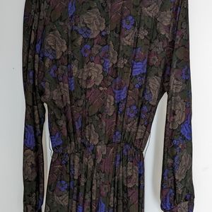 Vintage J.H. Paul ltd Dress Olive Sage Hunter Purple Fuchsia Size 8 Made in USA